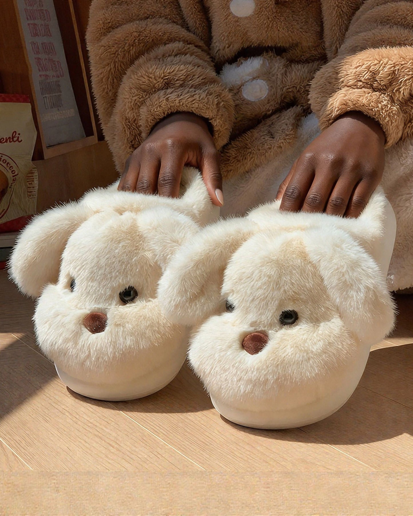 Plush Puppy Non-slip Cotton Slippers