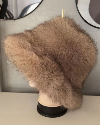 Stylish Wide-Brim Fox Fur Hat