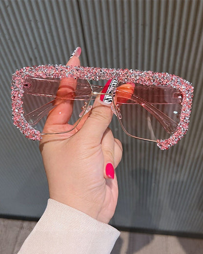 Luxury Rhinestone-Embellished Polygon-Shaped Sunglasses