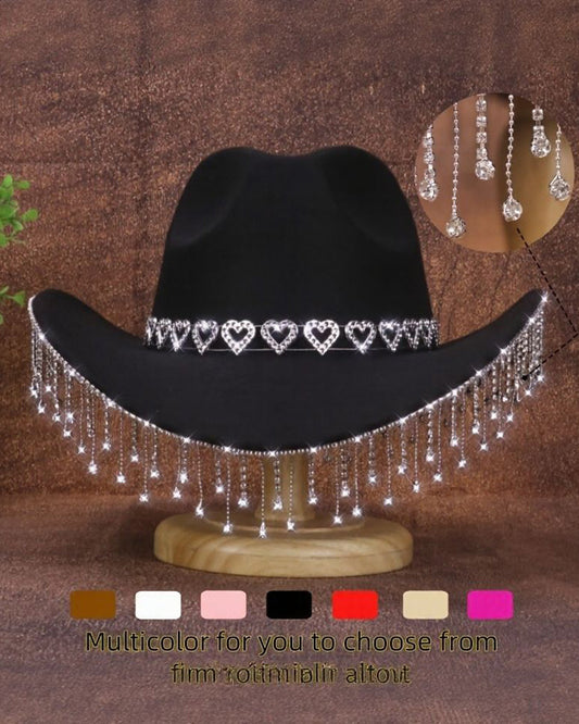 High Quality Sparkling Teardrop Rhinestone Cowboy Hat