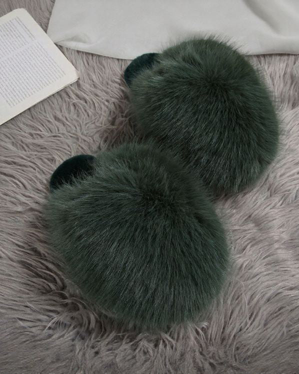Elegant Fluffy Women'S Slippers | All-Season Solid Color