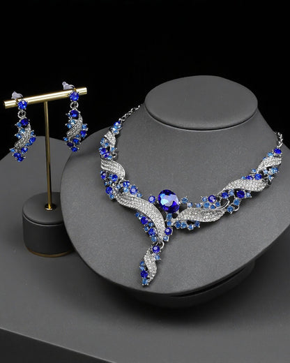 2-Piece Colorful Bead & Gemstone Choker Necklace & Earrings Set