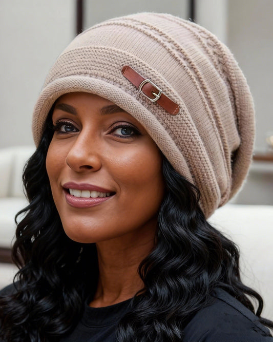 Knitted Fleece-Lined Warm Slouchy Hat