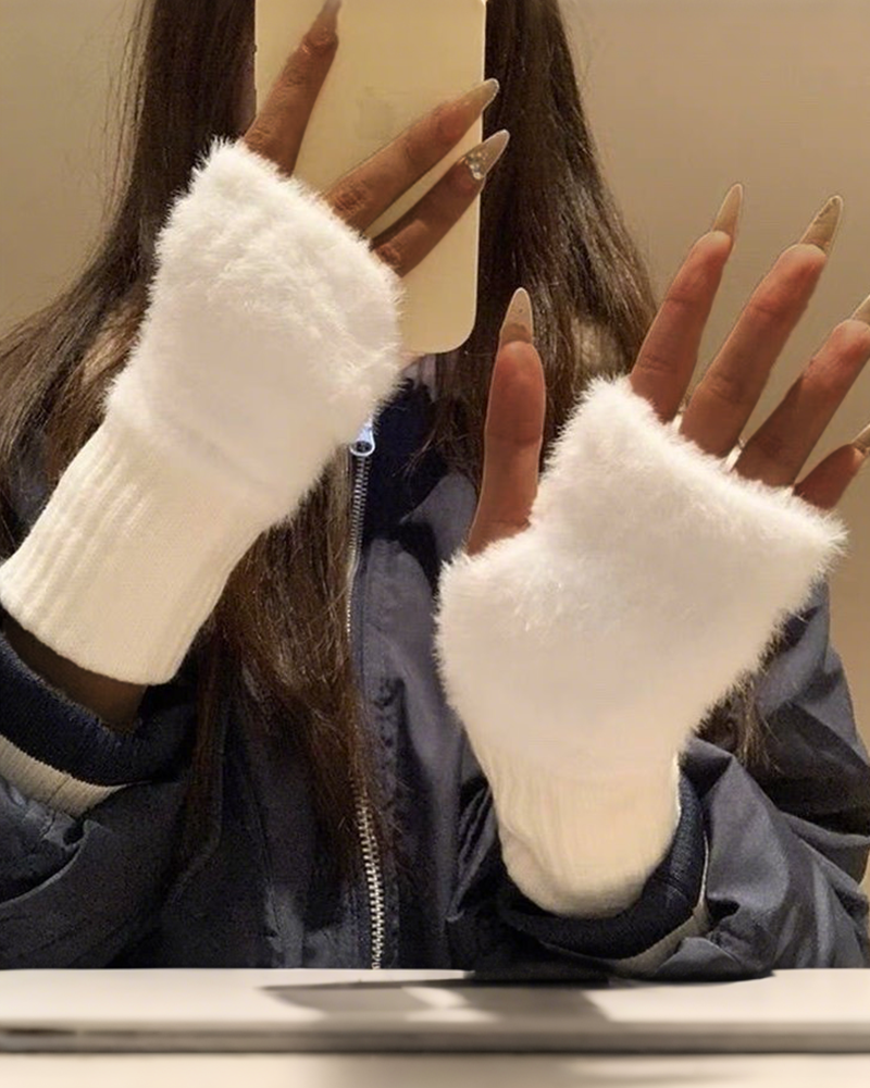 Plush Warm Fingerless Gloves