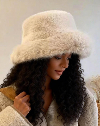 Women's Thick Mixed Textured Casual Warm Bucket Hat