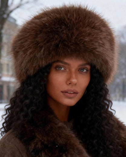 Women's Princess Fluffy Bucket Hat, Thick Warm AutumnWinter Hat With Large Brim