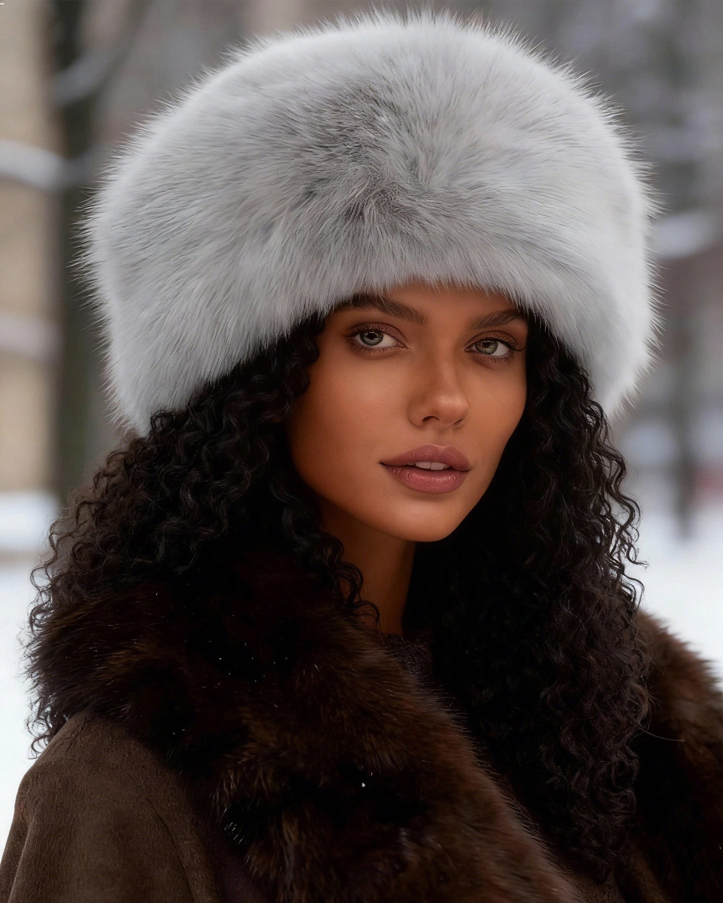 Women's Princess Fluffy Bucket Hat, Thick Warm AutumnWinter Hat With Large Brim