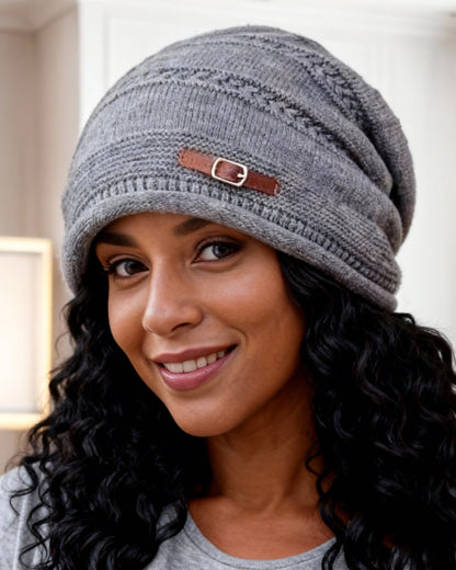 Knitted Fleece-Lined Warm Slouchy Hat