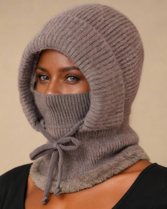 Hat Scarf Mask One-piece Plus Velvet Warm Cold-proof Wind Knitted Wool Hat