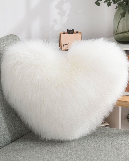 Creative Heart-shaped Plush Pillow Cushion Pillow With Core Sofa Waist Cushion Imitation Wool Pillow For Office Seat