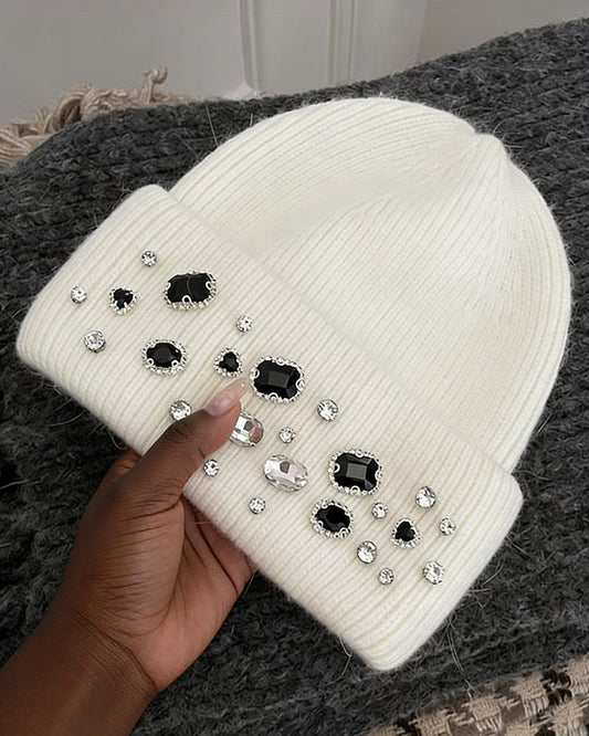 Handmade Rhinestone Wool Hat/knitted Hat