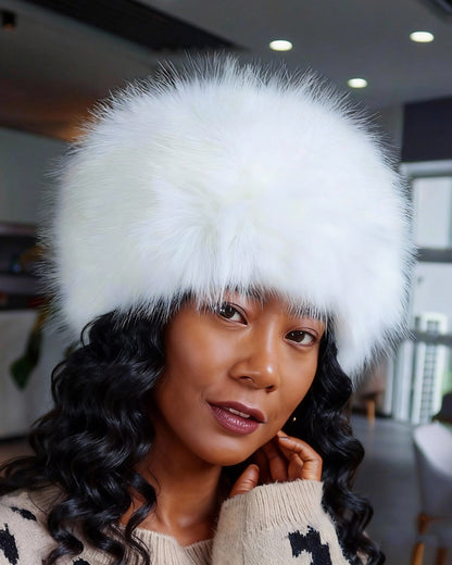 Faux Fox Fur Thermal Dome-shaped Beanie