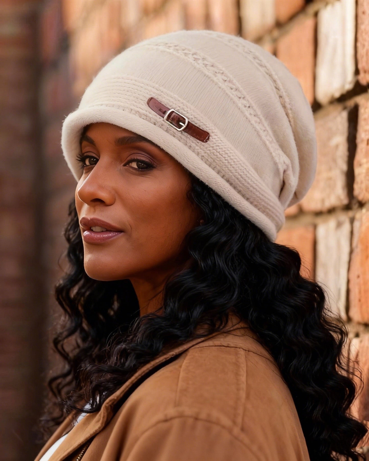 Knitted Fleece-Lined Warm Slouchy Hat