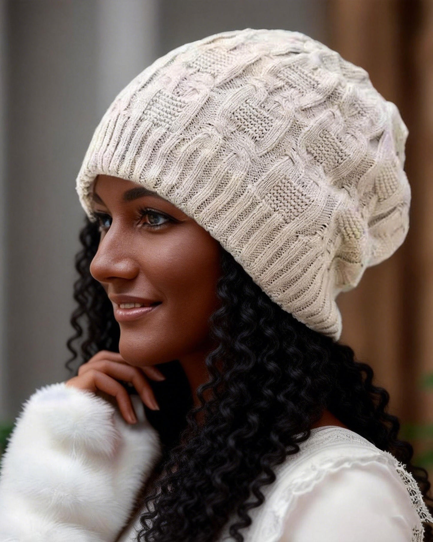 Knitted Wool Warm Slouchy Ruffled Beanie