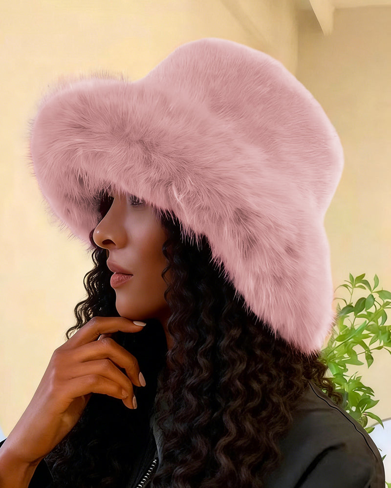 Women's Thick Mixed Textured Casual Warm Bucket Hat