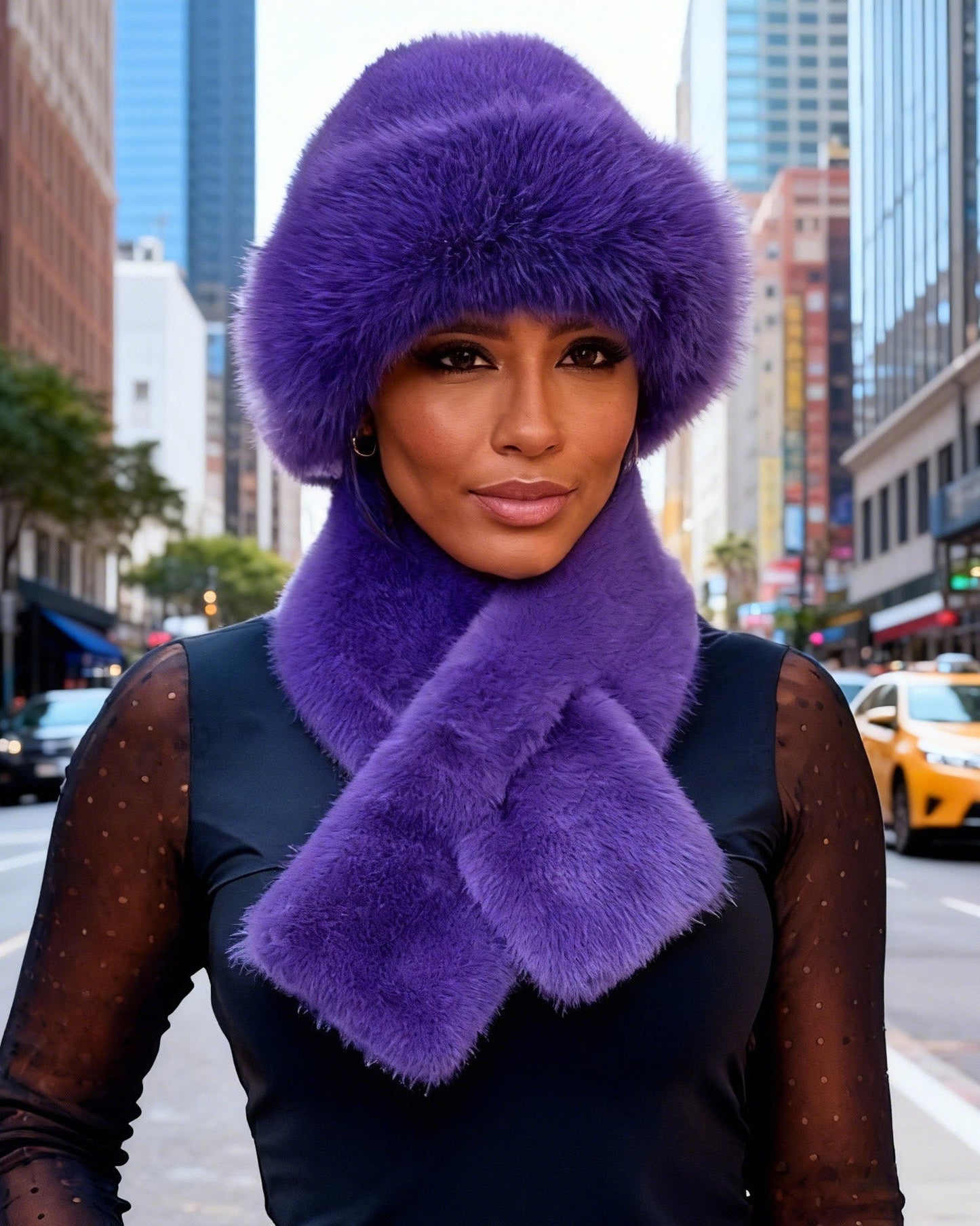 2pcs Outdoor Casual Outfit - Neck Warmer And Mongolian Style Hat