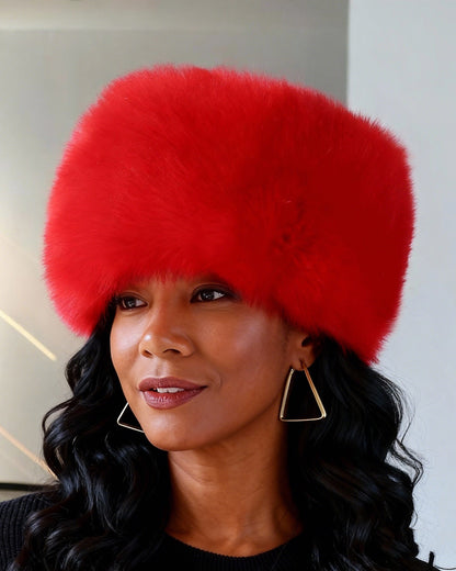 Faux Fox Fur Thermal Dome-shaped Beanie