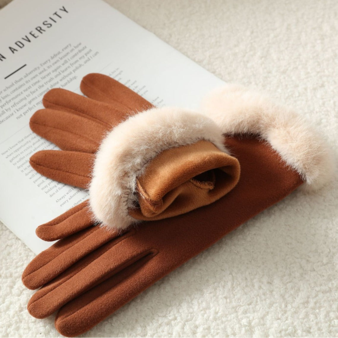 Fluffy Fleece Lined Warm Touchscreen Gloves