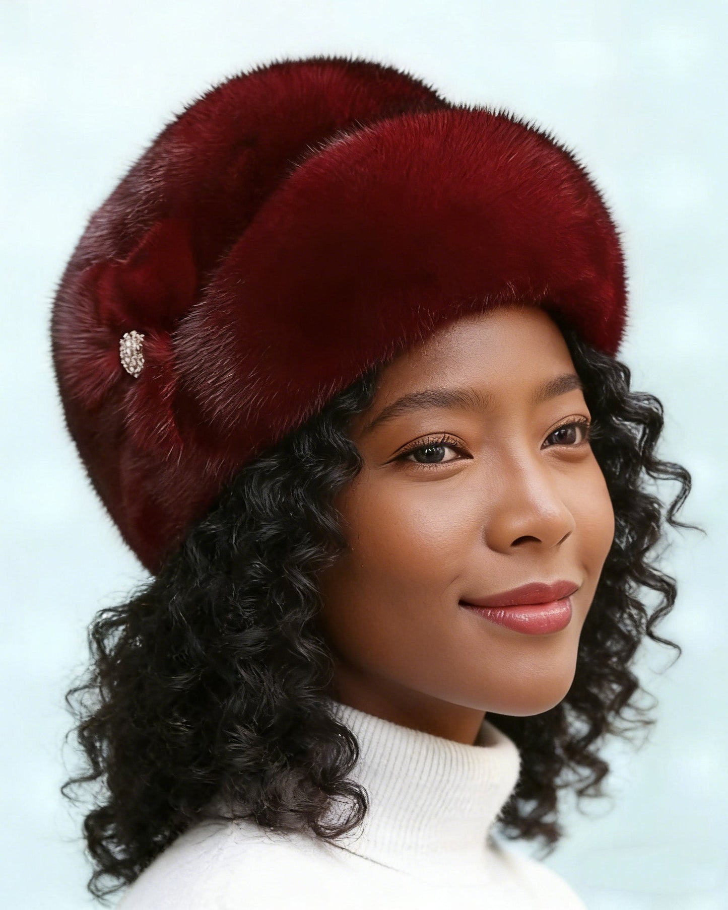 Genuine Mink Fur Thickened Windproof Crystal Flower Insulated Hat