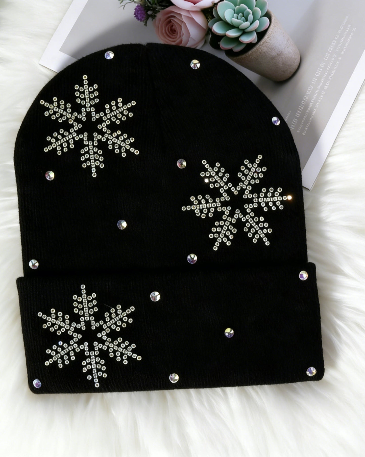 Winter Knitted Hat With Diamond Wool Hat
