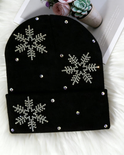 Winter Knitted Hat With Diamond Wool Hat