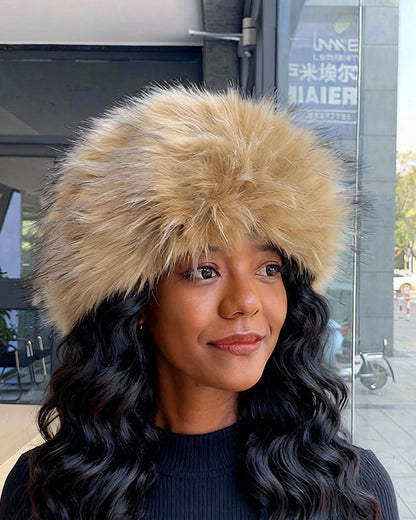 Faux Fox Fur Thermal Dome-shaped Beanie