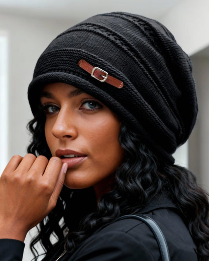 Knitted Fleece-Lined Warm Slouchy Hat