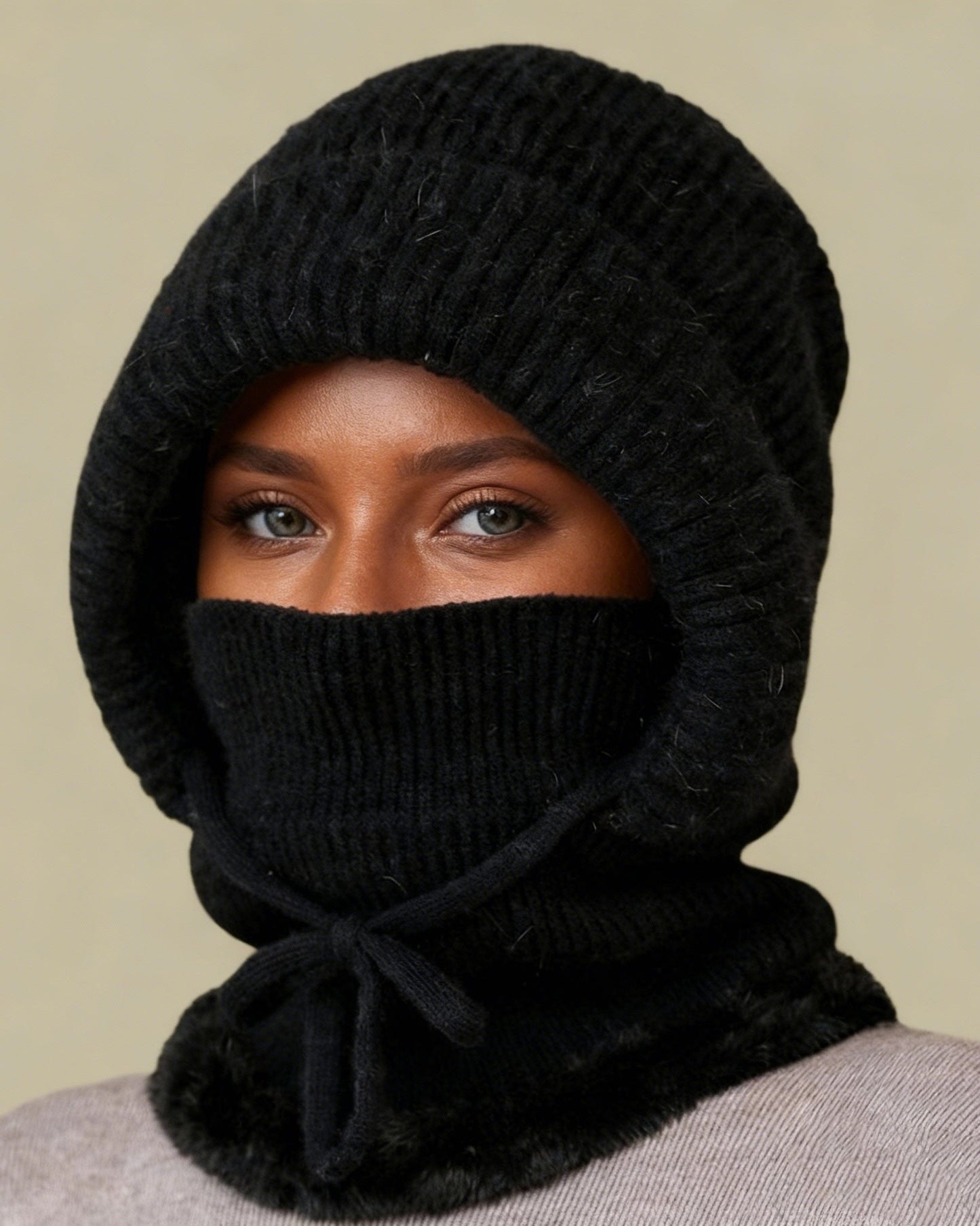 Hat Scarf Mask One-piece Plus Velvet Warm Cold-proof Wind Knitted Wool Hat