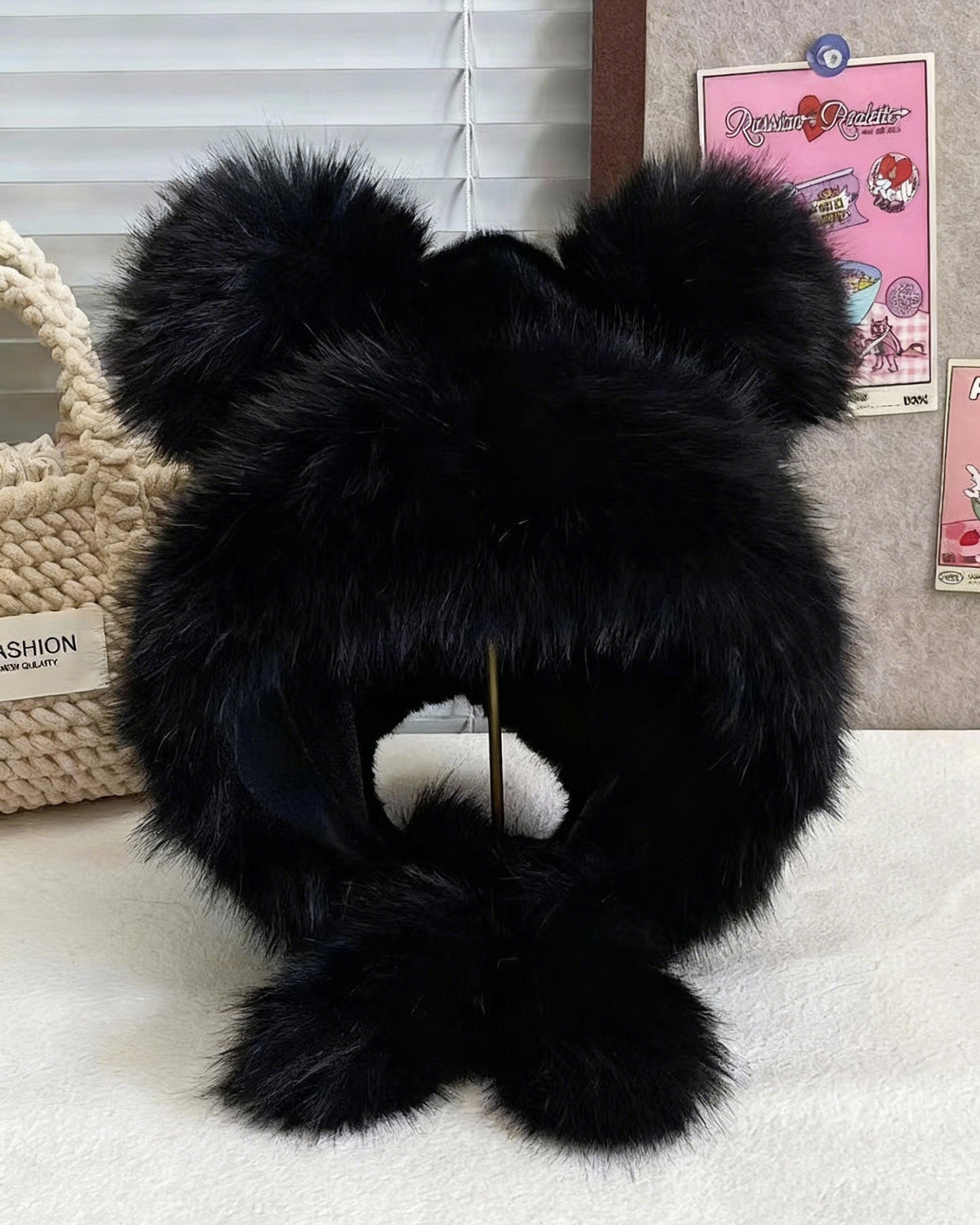 Thick Warm Winter Bear Plush Ear Flap Hat