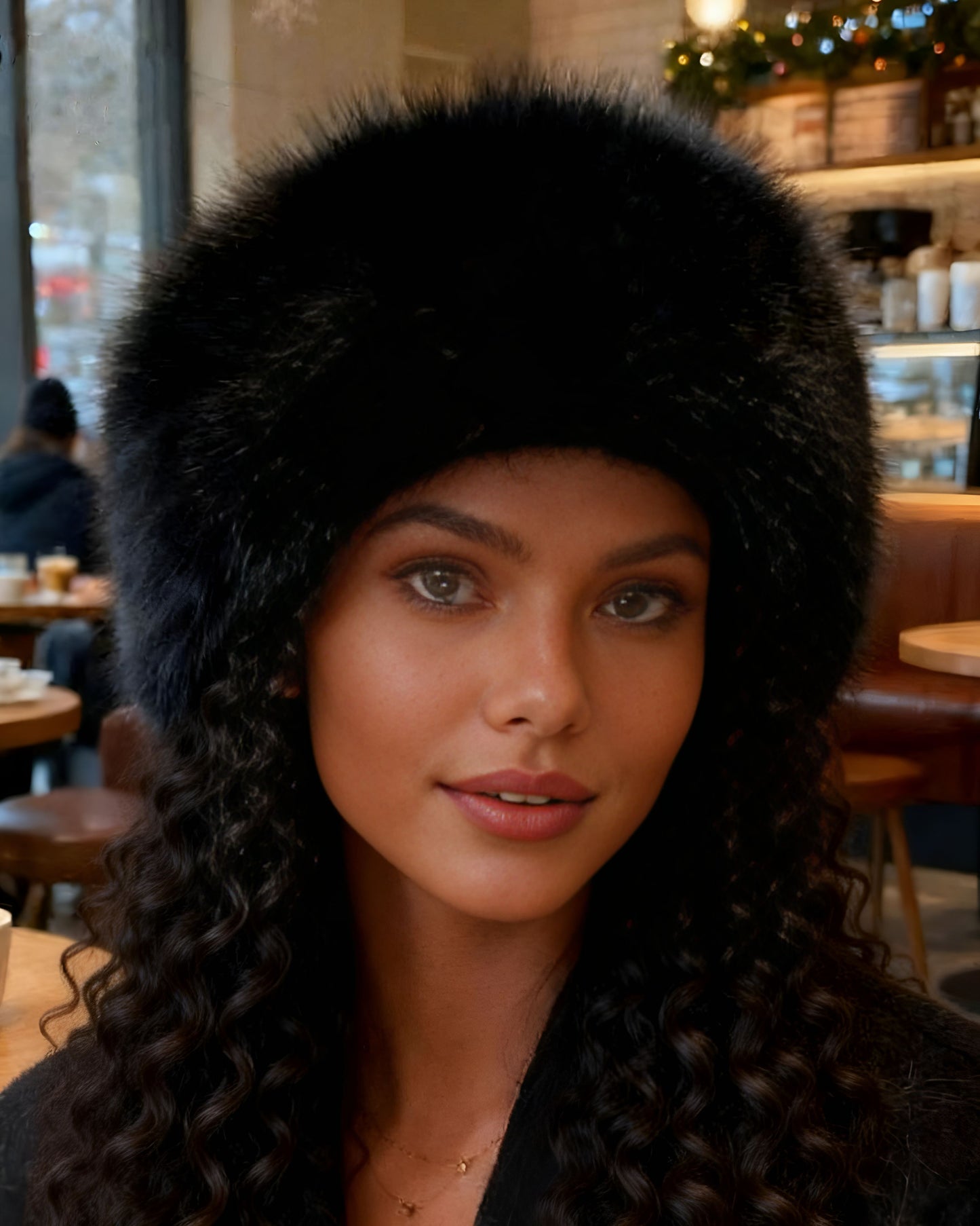 Women's Princess Fluffy Bucket Hat, Thick Warm AutumnWinter Hat With Large Brim