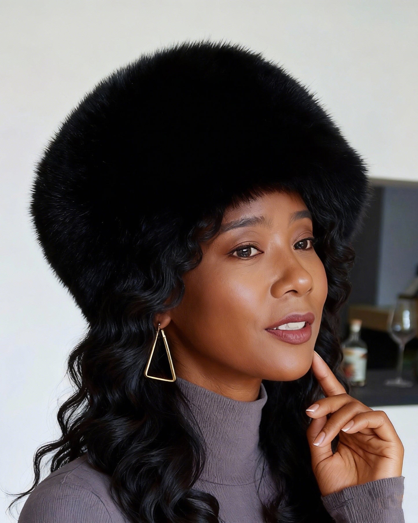 Faux Fox Fur Thermal Dome-shaped Beanie