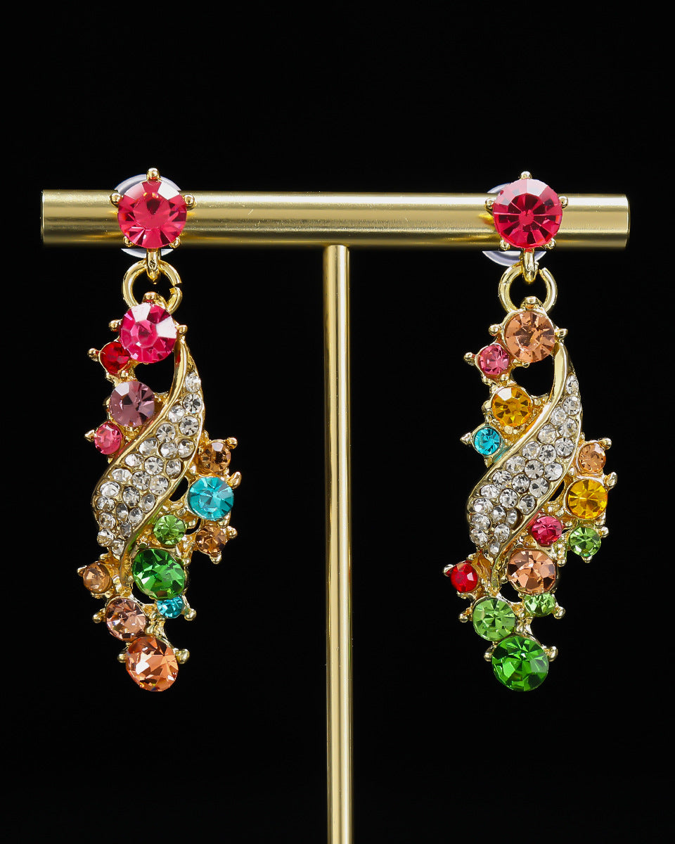 2-Piece Colorful Bead & Gemstone Choker Necklace & Earrings Set