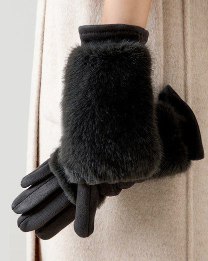 Mink Fleece & Suede Windproof Warm Touchscreen Gloves
