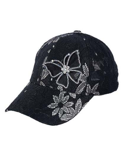 High-quality Lace Rhinestone Butterfly Baseball Cap