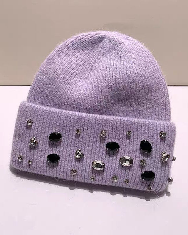 Handmade Rhinestone Wool Hat/knitted Hat