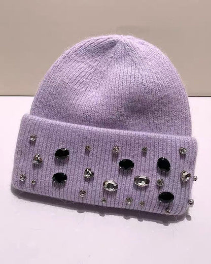 Handmade Rhinestone Wool Hat/knitted Hat