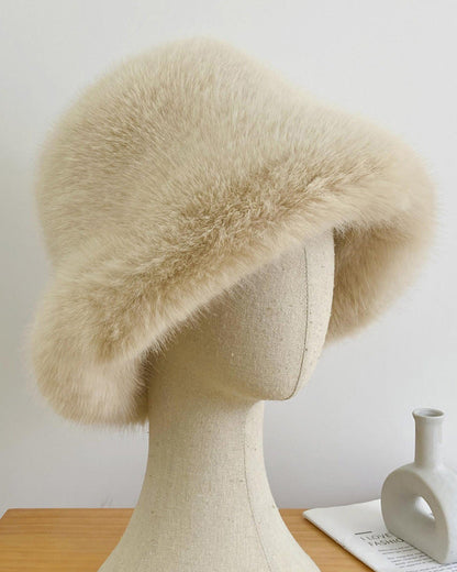 Women's Imitation Fox Fur Fisherman Hat Cold-proof Warm Ear Protection Mongolian Hat