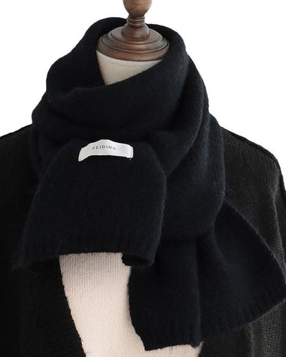 Solid Color Knitted Wool Scarf Women's Autumn And Winter Cashmere Winter Warm Small Scarf