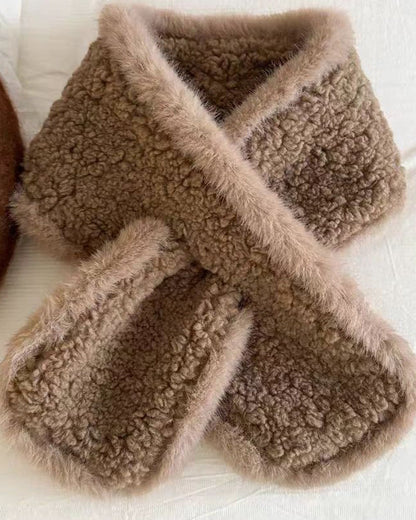 Lamb Wool Crisscross Snood Scarf