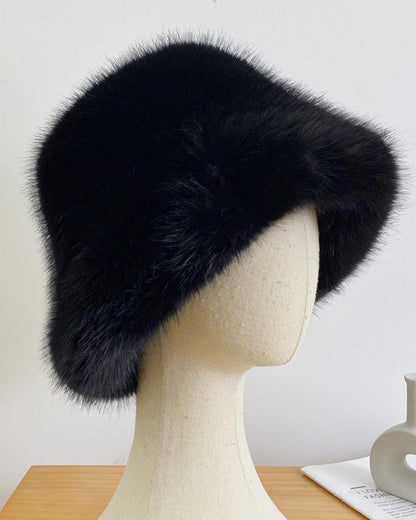 Women's Imitation Fox Fur Fisherman Hat Cold-proof Warm Ear Protection Mongolian Hat