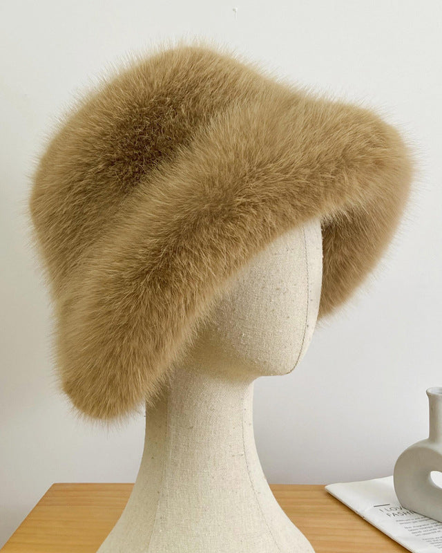 Women's Imitation Fox Fur Fisherman Hat Cold-proof Warm Ear Protection Mongolian Hat