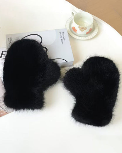 Fox Fur Plush Thickened Winter Gloves