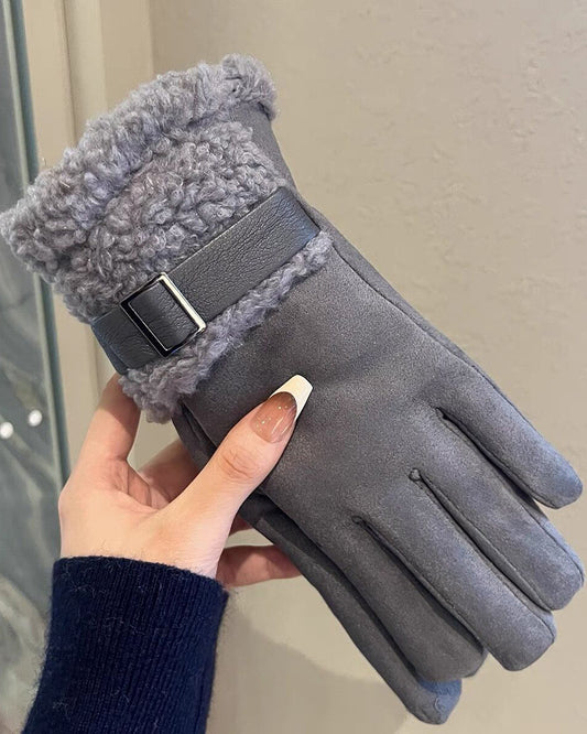 Lamb Plush Padded Warm Outdoor Gloves