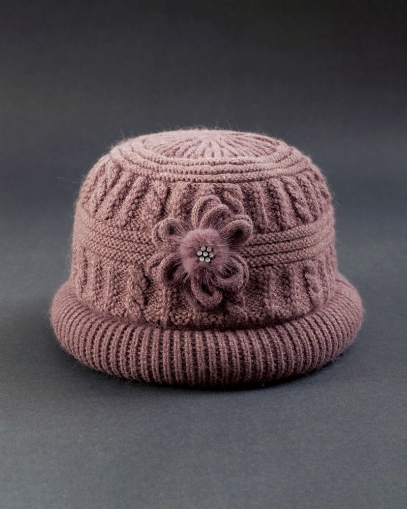 Knitted Flower Jacquard Warm Fisherman Hat