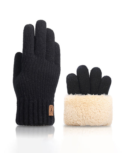 Double-layered Touchscreen Fleece-lined Knitted Gloves