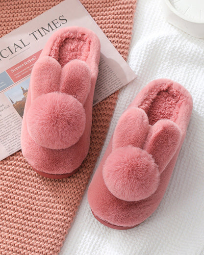 Plush Cute Rabbit Thermal Non-slip Cotton Slippers