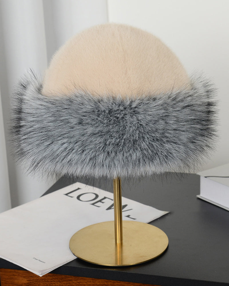 Thickened Fleece-lined Mink Fur Earflap Hat
