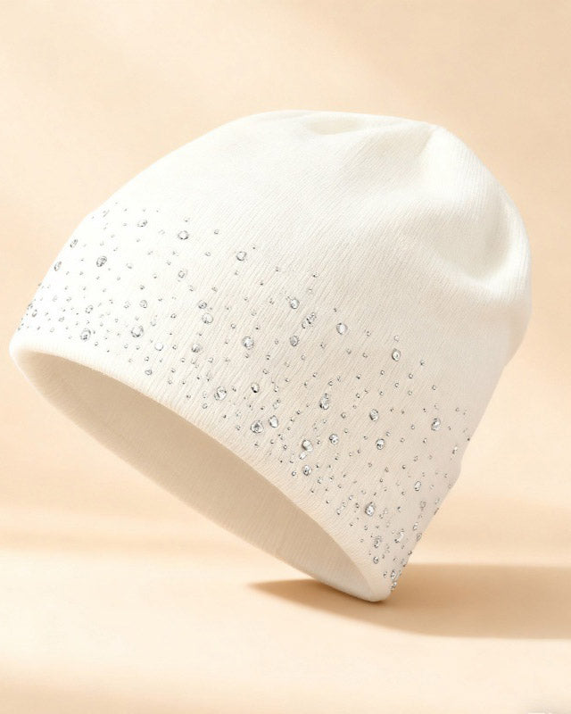 Double-Sided Rhinestone Embellished, Minimalist & Shiny Beanie Hat