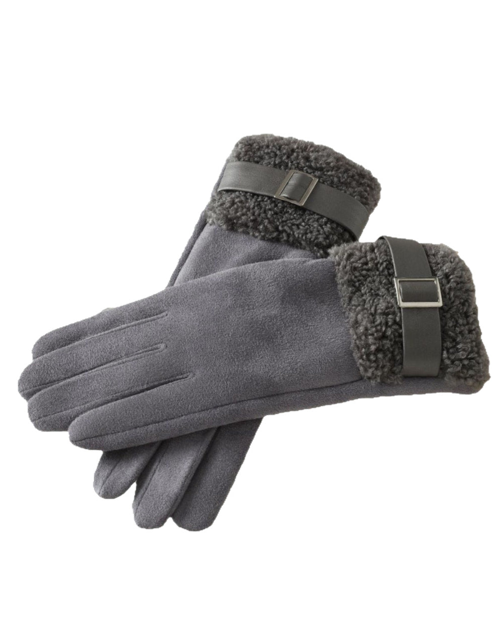 Winter Suede Snap Cold-Proof Fleece-Lined Touchscreen Gloves
