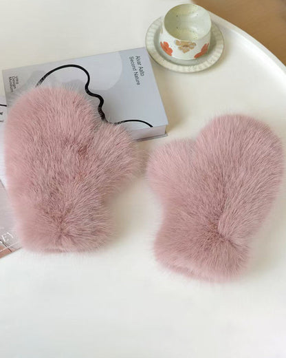 Fox Fur Plush Thickened Winter Gloves